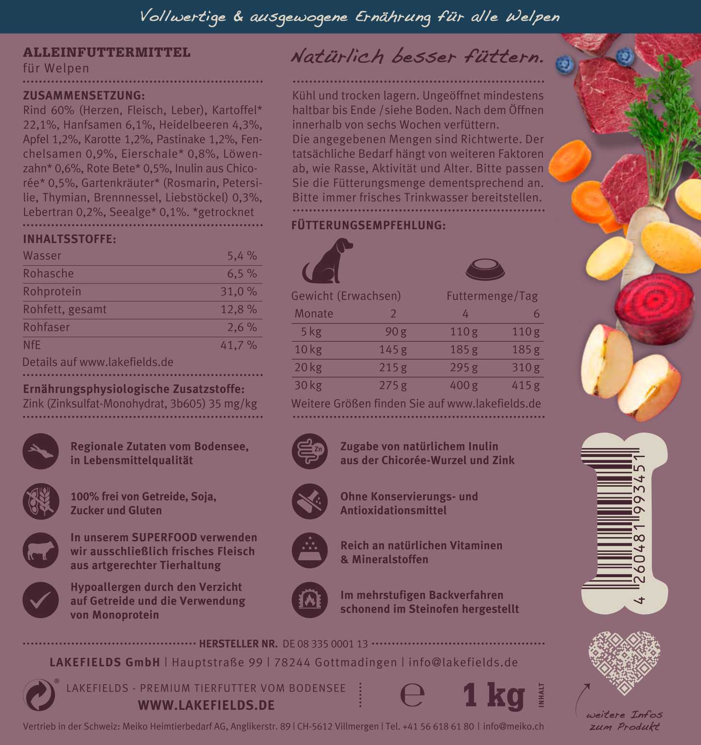 SUPERFOOD Komplettmenü RIND | Welpe