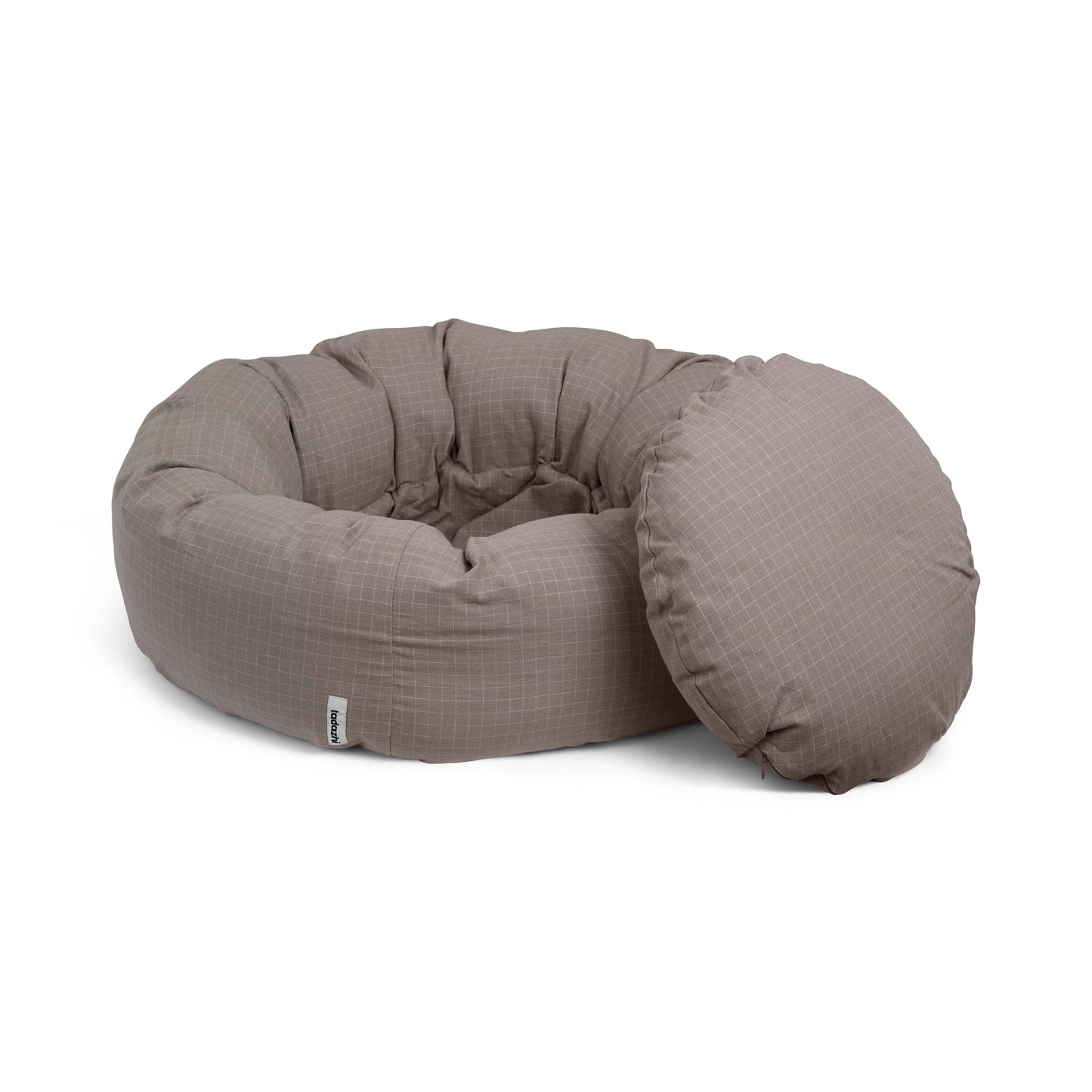 Hundebett "Donut" | check dark sand