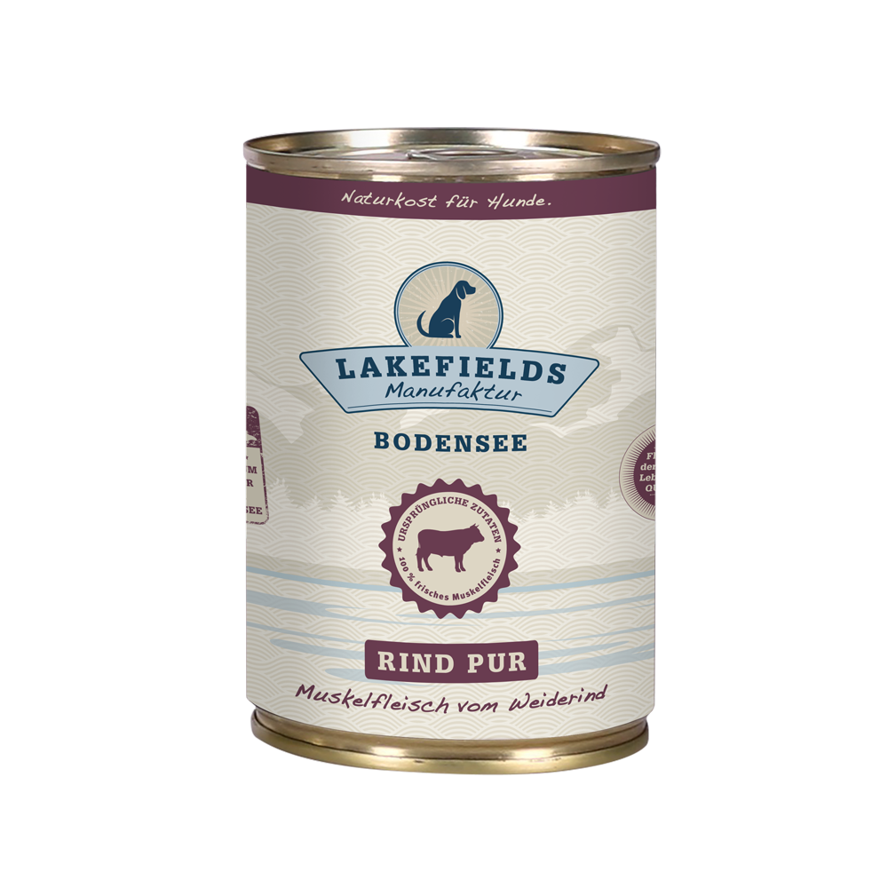 Lakefields Hundefutter Nassfutter Ergänzungsfutter Rind PUR
