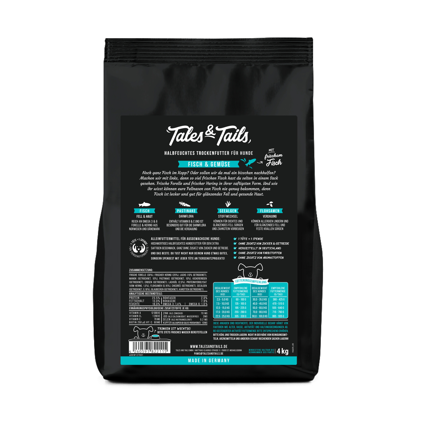 Tales & Tails Trockenfutter Fisch Packung Rückseite