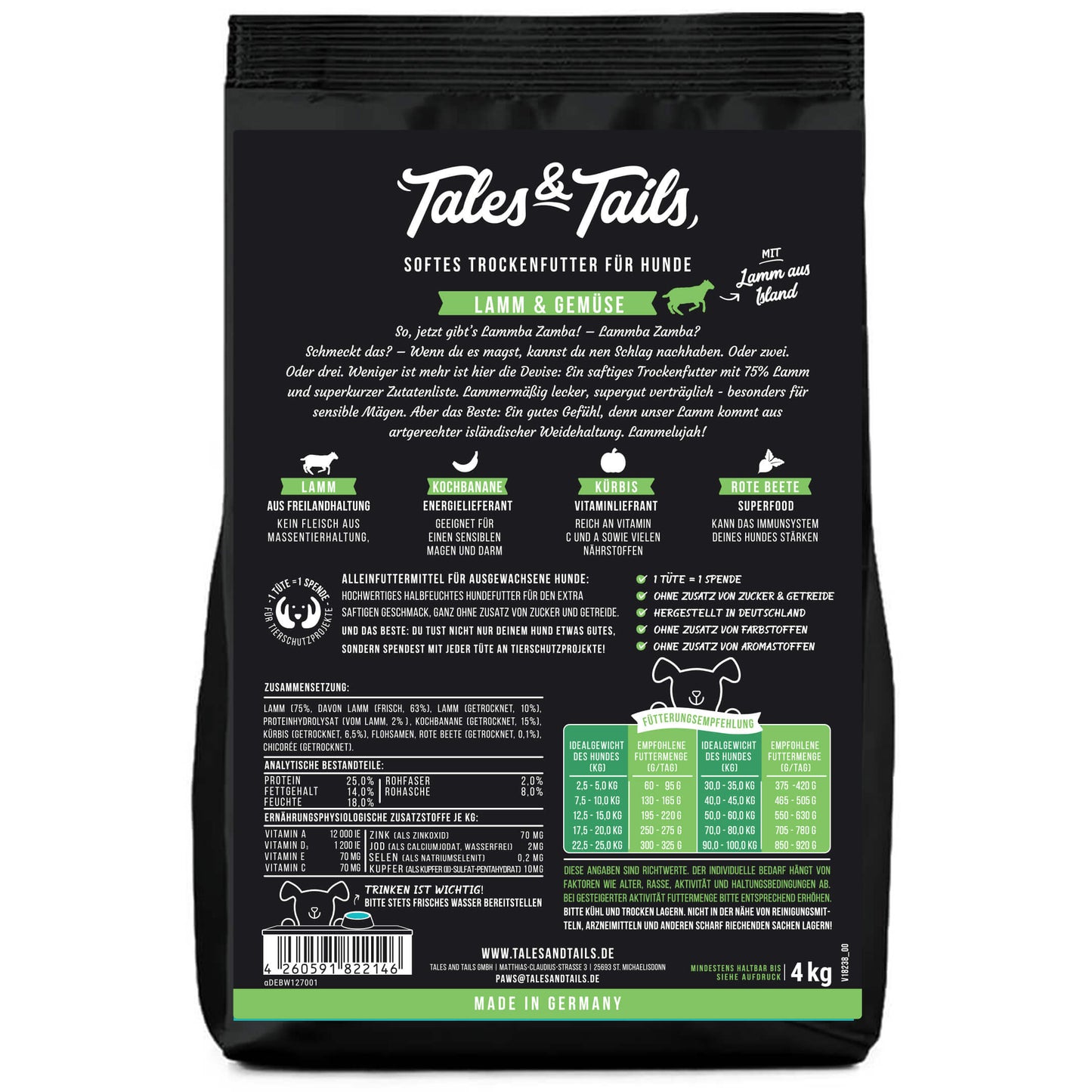 Tales & Tails Trockenfutter Lamm Packung