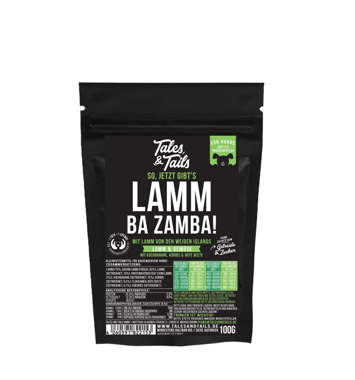 Tales & Tails Trockenfutter Lamm Packung