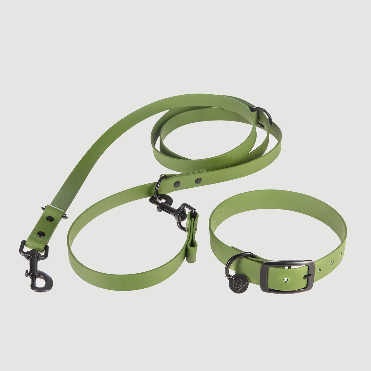 Biothane Set Halsband und Leine in olive von Thomas & Henry